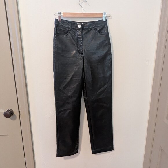 Aritzia Wilfred Melina Faux Leather Pants High Rise Straight Leg Minimal Vegan - Picture 8 of 10